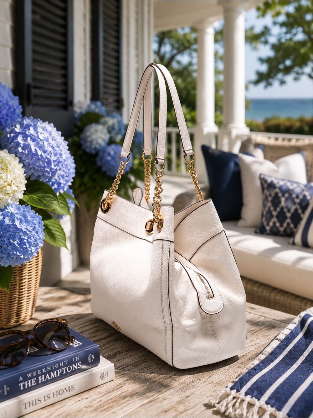 COACH Turnlock Edie Shoulder Bag | Chalk Pebble Leather | Gold Hardware - Picture 4 of 8